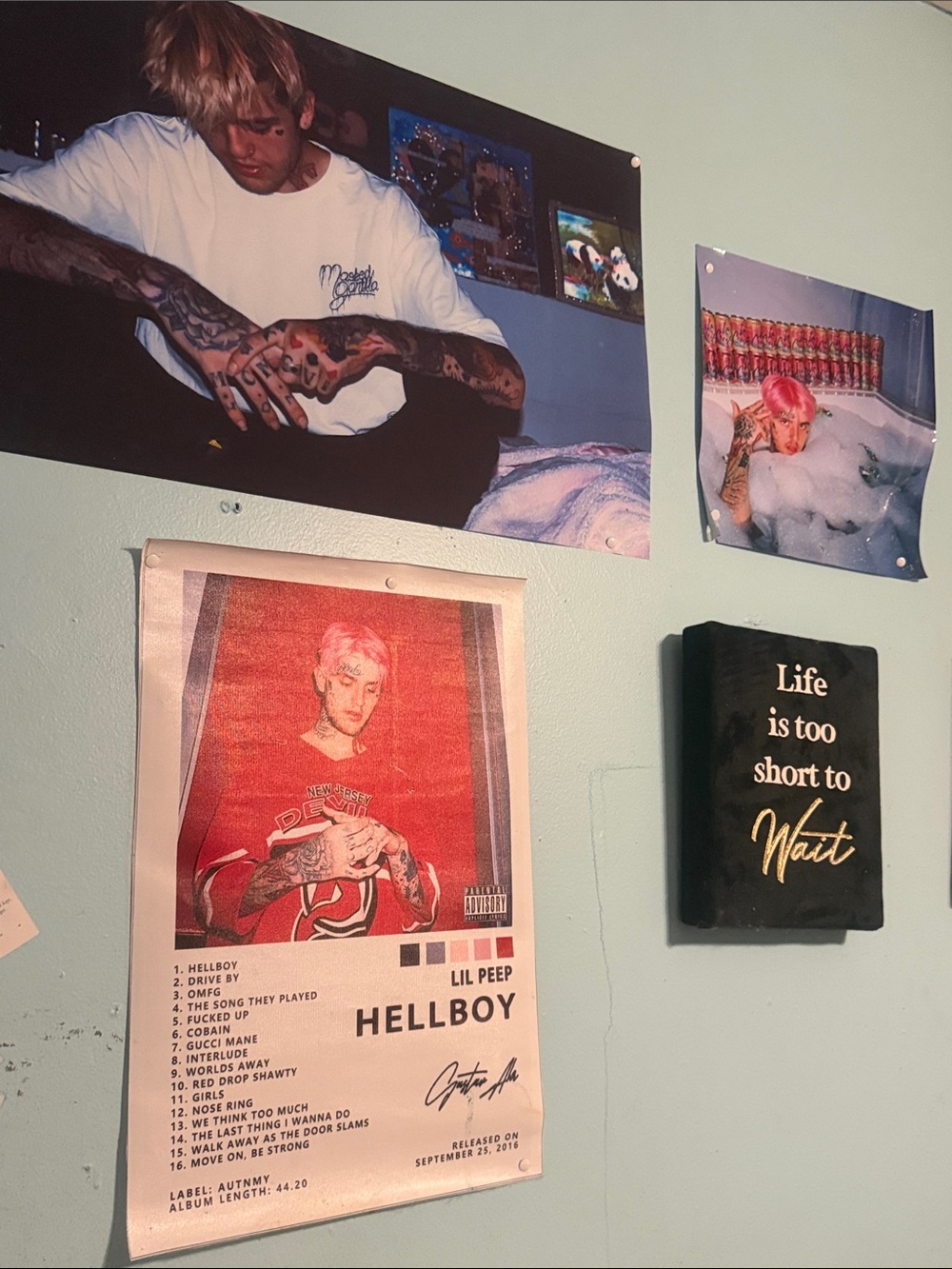 Lil Peep 'Hellboy' Wall Art Poster - Pink & Red
